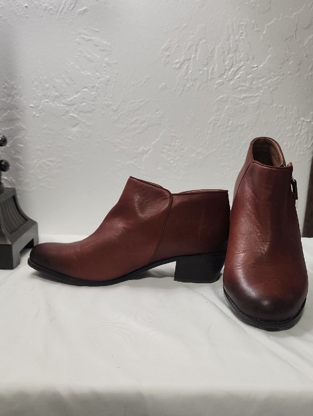 Vionic Brown Leather Ankle Booties with Side Zip - Picture 2 of 9